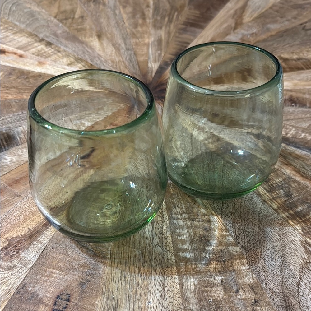 Green Handblown Glass Tumblers